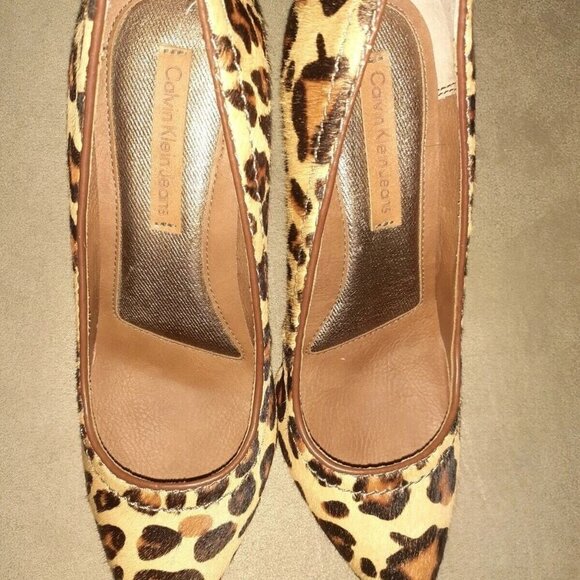 CALVIN KLEIN Jeans-Ryleigh-Leopard Calf Hair Print Pumps/Heels-Size 7-Near Mint - Picture 7 of 8